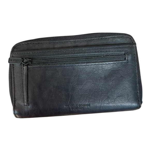 Buxton Double Zip Leather Organizer Wallet Black Unused With Mirror 6"x4" - Picture 2 of 14